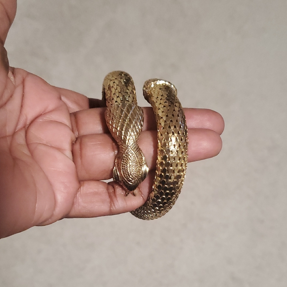 Rare Whiting & Davis Gold-Toned Snake Bracelet